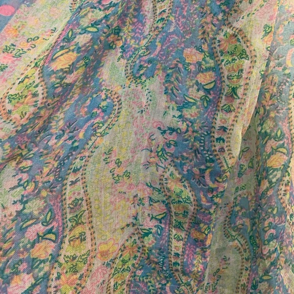 Floral Polka Dot Infinity Scarf Blue Pink Green Flowers Cottagecore Easter - Picture 3 of 8